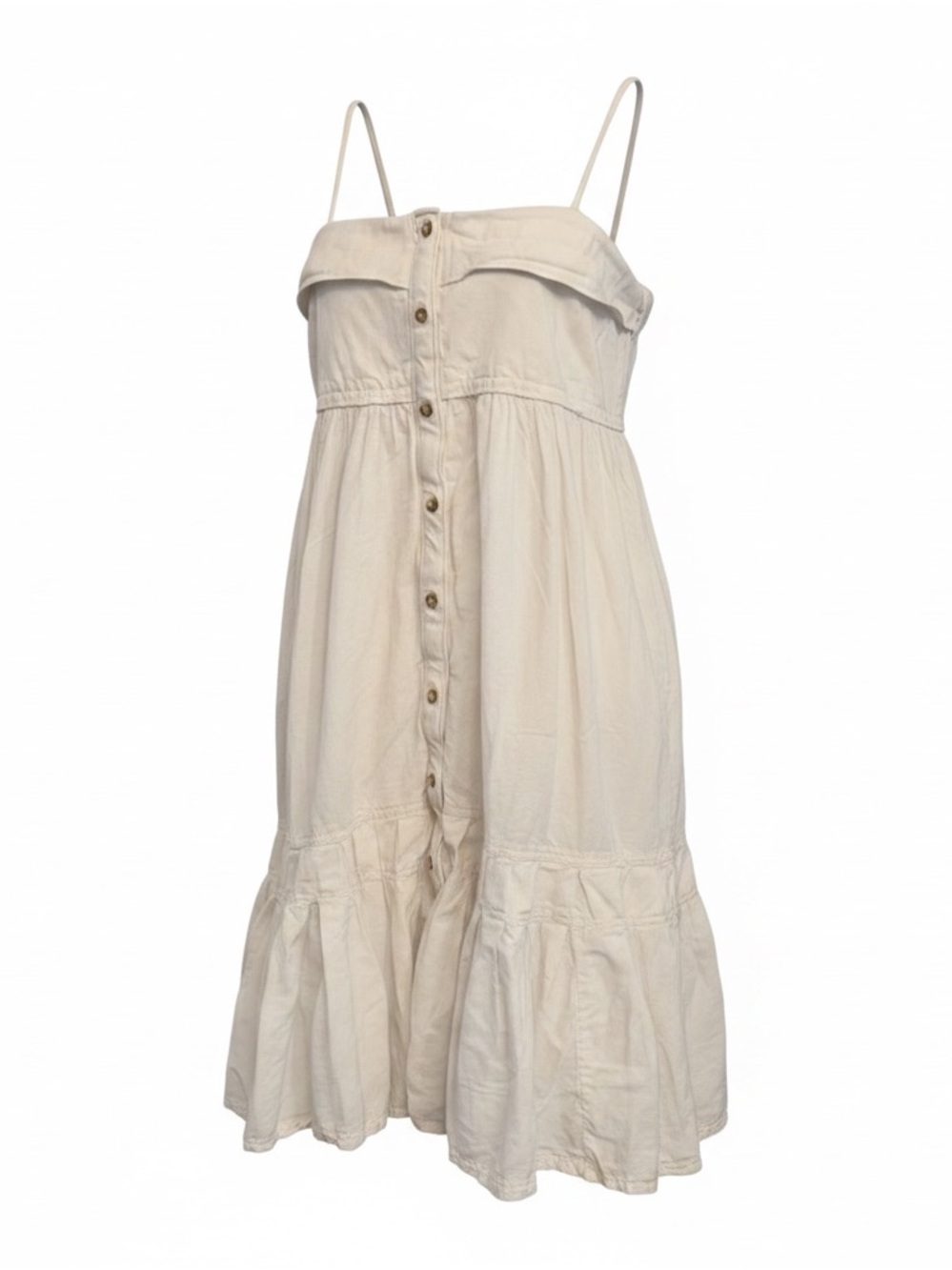 Pilcro Cream Button-Down Tiered Midi Dress - Picture 5 of 9